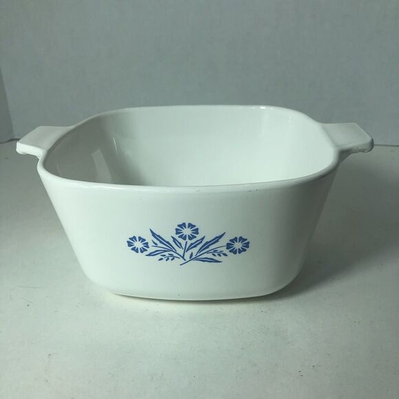 Corning Ware Casserole Dish Blue Cornflower Square P-1 3/4-B No Lid Vintage B4 - Picture 6 of 10